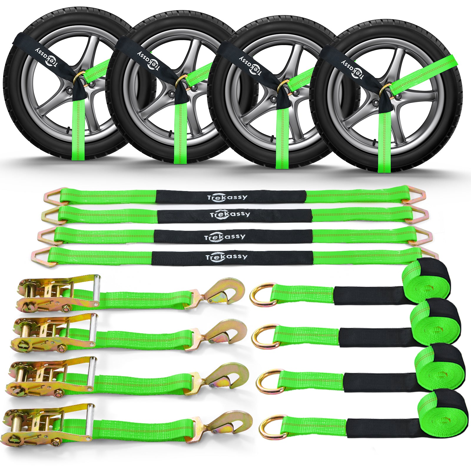 12 pc Lasso Tie Down Trailer Kit for Flatbed Ratchets Included
