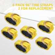 6 × Tie Down Straps Tire straps and 4 Solid Ratchet Straps with 16" Heavy Duty Chain & Snap Hooks