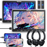 10.1" Dual Car DVD Players for Kids with HDMI Input 2 Headphones Mounting Bracket, Support Same/Different DVD Playing, Last Memory, Region Free, USB SD Card (2 Headrest DVD Players)