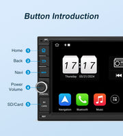 Pumpkin Android 13 Car Stereo Double Din with 7'' Touch Screen Navigation, Bluetooth, Radio, (4G+64G)