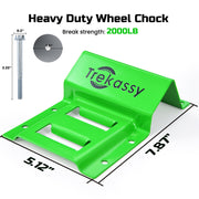 Trekassy Wheel Chock Tie-Down Kit with Rubber Blocks, Heavy Duty E Track Trailer Tie Down Tire Straps for ATV, UTV, Lawn Mower- 4 Pack