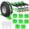 Trekassy Wheel Chock Tie-Down Kit with Rubber Blocks, Heavy Duty E Track Trailer Tie Down Tire Straps for ATV, UTV, Lawn Mower- 4 Pack