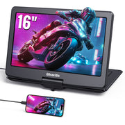 17.9" Portable DVD Player with 15.6" Large Screen 5 Hours Battery, Support HDMI Input, Sync TV/Projector, USB SD Card, Last Memory, Region Free