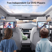 12" Dual Car DVD Players Portable DVD Players for Car Headrest Play a Same or Two Different Movies with 5-Hour Rechargeable Battery, Mounting Brackets, All Region, Support USB/Sync TV HDMI