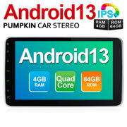 Pumpkin 10.1 Inch Adjustable IPS Touch Screen Android 13 Single Din Car Audio/Stereo with Wireless Carplay (4GB+64GB)