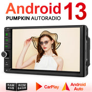 Pumpkin Android 13 Car Stereo Double Din with 7'' Touch Screen Navigation, Bluetooth, Radio, (4G+64G)