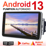 Pumpkin 10.1" Android 13 Head Unit Double Din 1280*720 IPS Touch Screen Car Stereo with Bluetooth Sat Nav (4GB+64GB)