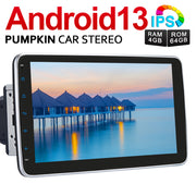 Pumpkin 10.1" Android 13 Head Unit Double Din 1280*720 IPS Touch Screen Car Stereo with Bluetooth Sat Nav (4GB+64GB)