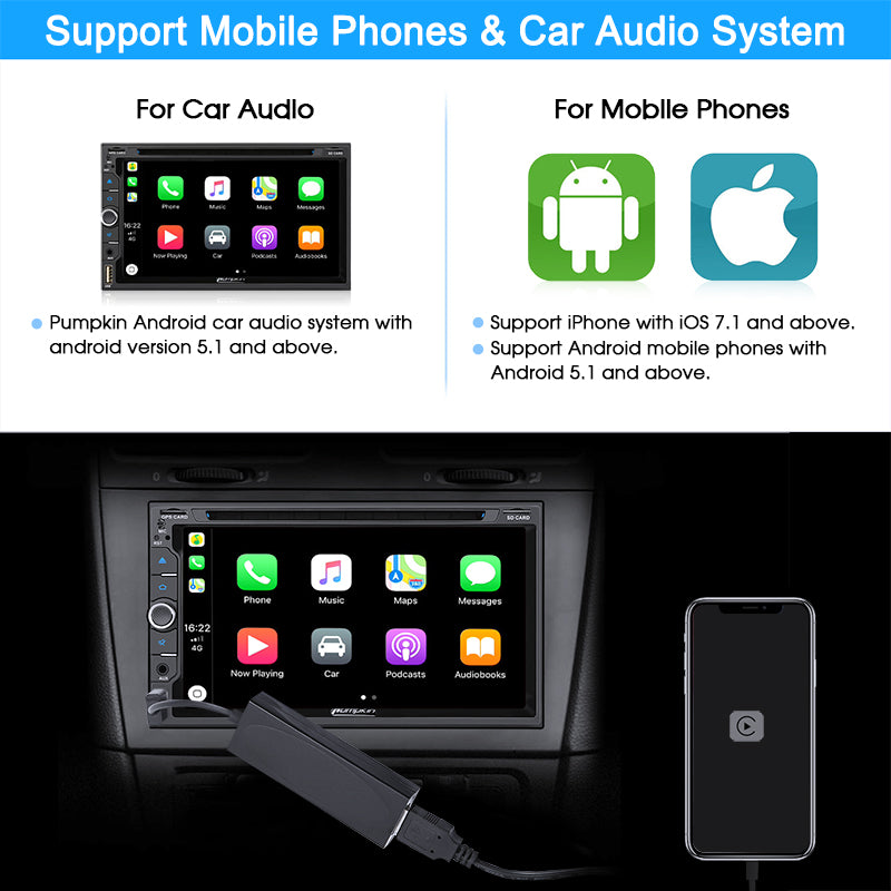 For Apple CarPlay /Android Auto USB Dongle with Mic Input for